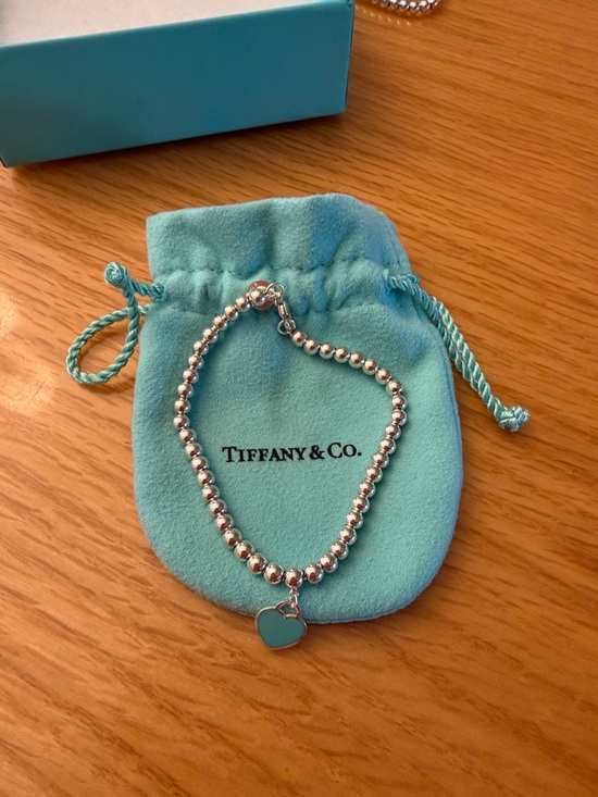 Tiffany & Co. Jewelry - Tiffany & Co. Silver Bead Bracelet with Tiffany Blue Heart Charm
